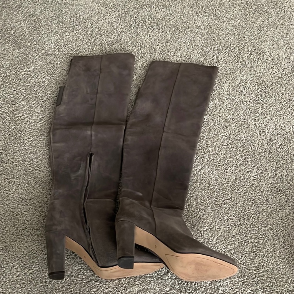 Halogen Over The Knee Grey Suede Boots